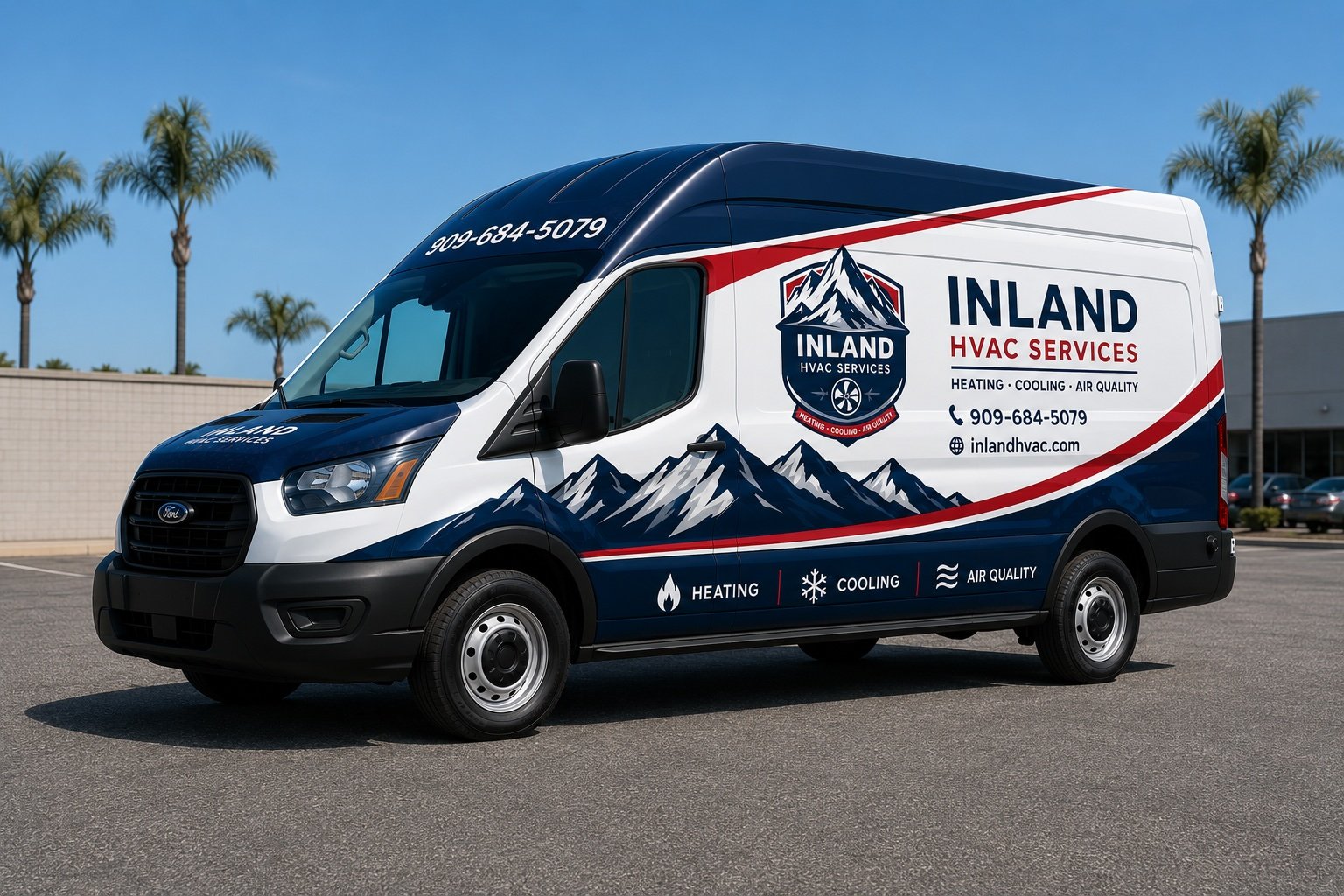 Inland HVAC Services van on the job in Southern California